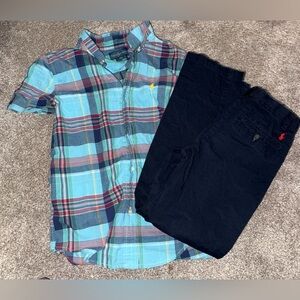 Polo by Ralph Lauren button down and Navy khaki pants bundle